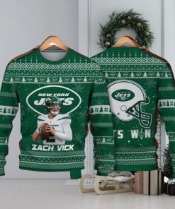 Zach Wilson New York Jets Jach Vick Jets Win NFL Christmas Ugly Sweater 3D Gift Christmas