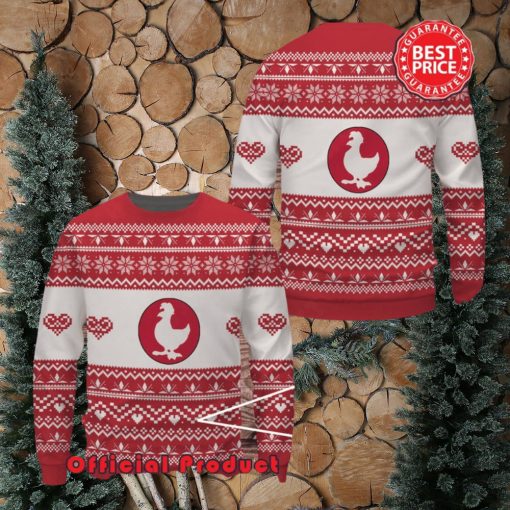 Zaxby’s Red White Design Logo Snowflake Heart Ugly Christmas Sweater