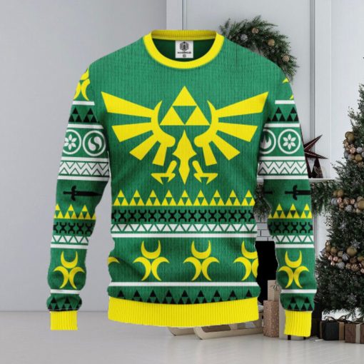 Zelda Green Yellow Ugly Christmas Sweater For Men Women