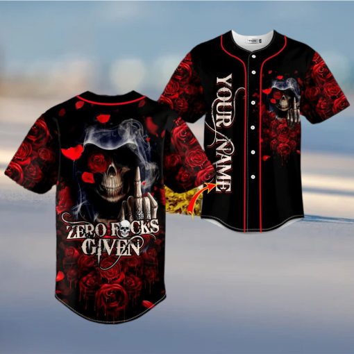 Zero F Given Red Rose Finger Grim Reaper Skull Custom Baseball Jersey Hawaiian Shirt