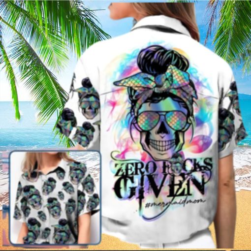 Zero Fucks Given Skull Mermaid Mom Hawaiian Aloha Shirt