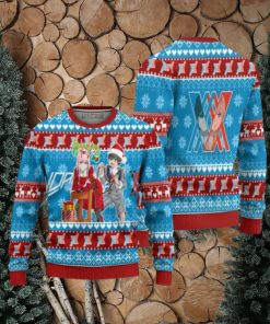 Zero Two x Hiro Anime Ugly Christmas Sweater Custom Darling In The Franxx Xmas Gift