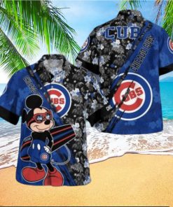 Chicago Cubs Mickey Mouse Floral Short Sleeve Hawaii Shirt