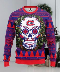 Montreal Canadians Skull Flower Ugly Christmas Ugly Sweater