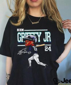 Ken Griffey Jr. number 24 Seattle Mariners baseball player signature cartoon shirt