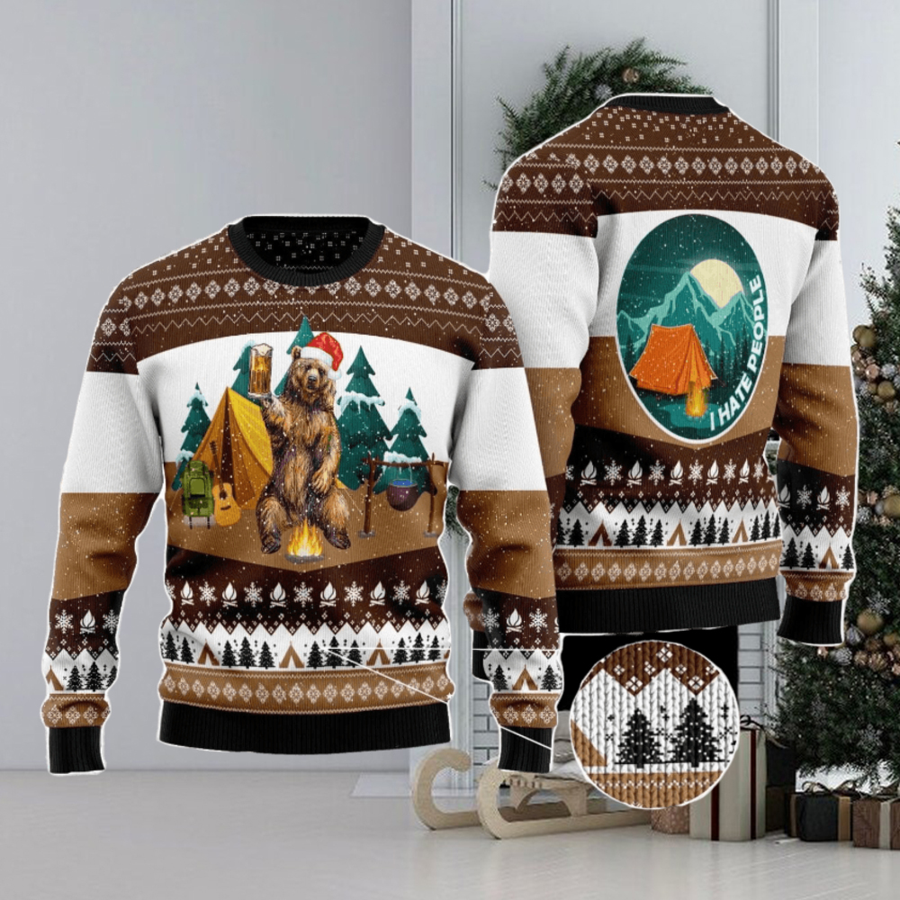 I Hate People Bear Christmas Gift Ugly Christmas Sweater Xmas Holiday