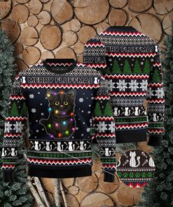 black cat fluffmas ugly christmas sweater gift men women