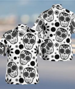 black white art skull trending hawaiian shirt