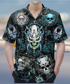 blue geometric skull unisex hawaiian shirt