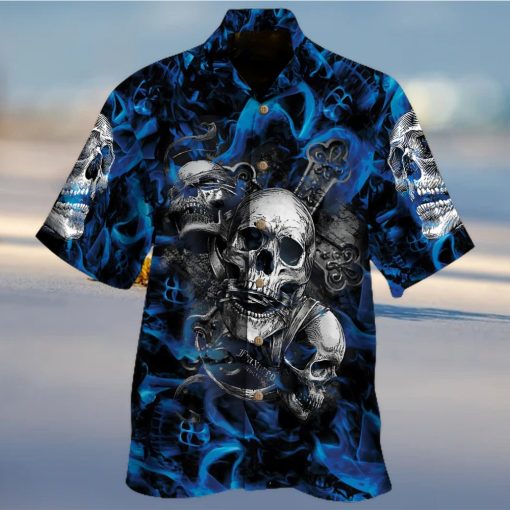 blue skull hawaiian shirt