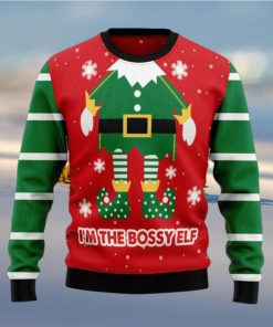 bossy elf knitted ugly xmas sweater 0gxym