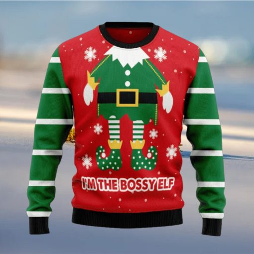 bossy elf knitted ugly xmas sweater 0gxym