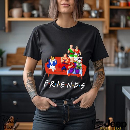 dragon ball characters on sofa friends anime shirt