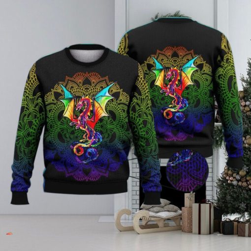 dragon rainbow trending shirts for friends 3d ugly sweater christmas gift sweater