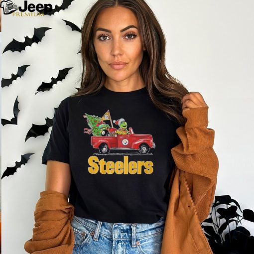 The Grinch Drive Car Pittsburgh Steelers Christmas Classic T Shirt