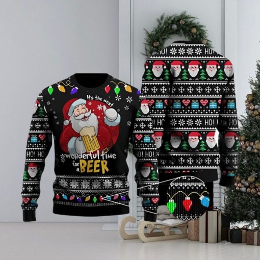 It Is The Most Wonderful Time For A Beer Ugly Christmas Sweater 3D Printed Men And Women Holiday Gift