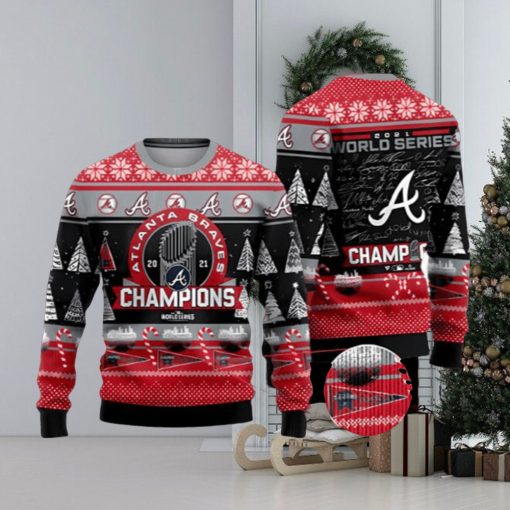 Atlanta Braves WinCraft 2023 World Series Champions Ugly Christmas Sweater 3D Printed Men And Women Holiday Gift