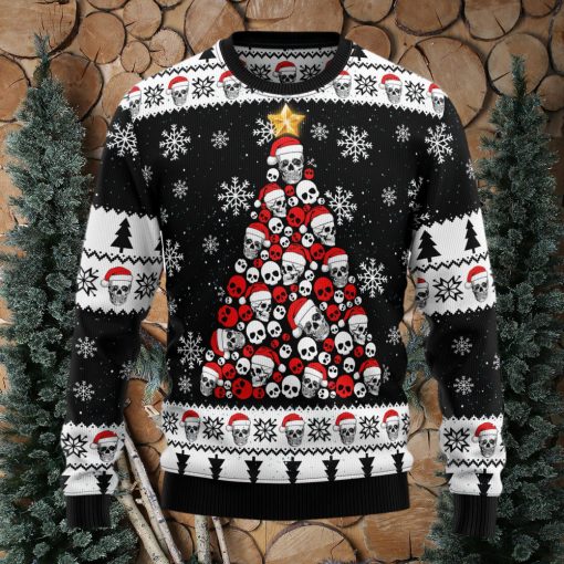 Skull Pine Tree Ugly Christmas Sweater Thankgiving Gift Men Women