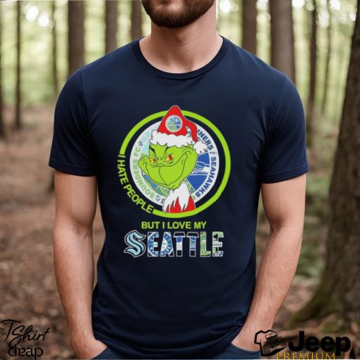 Santa Grinch I Hate people but i love my Seattle Sport Team Merry Christmas 2023 Shirt