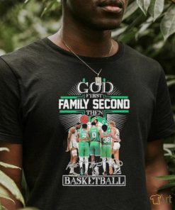 god first family second then boston celtics 2023 season signatures shirt Tee Shirt