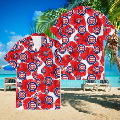 Chicago Cubs Big Red Hibiscus Lover 3D Hawaiian Shirt Summer Gift For Fans