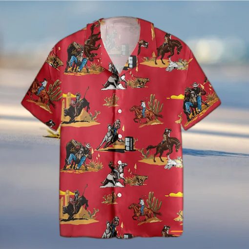 Rodeo Pattern Horse Racing Hawaiian Shirt