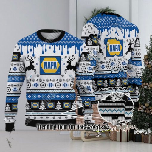 hot ugly christmas sweater napa auto parts logo reindeer christmas tree snowflake