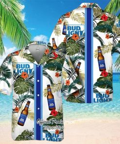 Bud Light Beer Blue Stripe Hawaiian Shirt