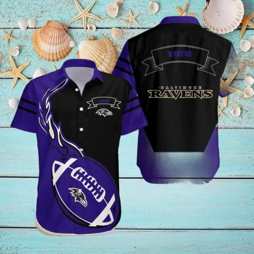 Baltimore Ravens NFL Flame Ball Hawaiian Shirt