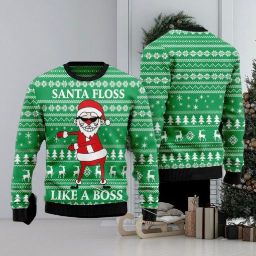 Santa Floss Like A Boss Ugly Christmas 3D Sweater