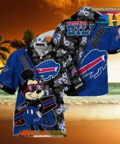 Buffalo Bills NFL Hawaiian Shirt Mickey Print Floral Pattern Summer For Sports Fans