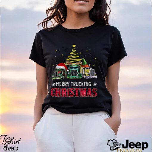 Merry Trucking Christmas   Three Truck Wearing Hat Classic T Shirt