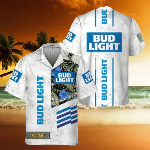 Bud Light White Tropical Flower Hawaiian Shirt For Men And Women Gift Hawaiian Beer