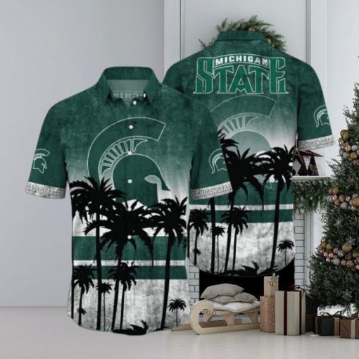Michigan State Spartans Logo Coconut Tropical Hawaiian Shirt Beach Gift For Fans