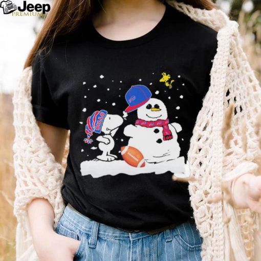 Peanuts Snoopy And Woodstock Snowman Buffalo Bills Shirt