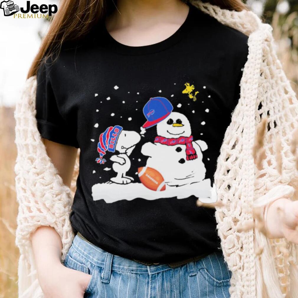 Peanuts Snoopy And Woodstock Snowman Buffalo Bills Shirt