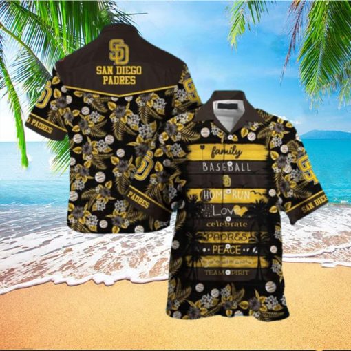 mlb san diego padres tropical flower pattern all over print hawaiian shirt