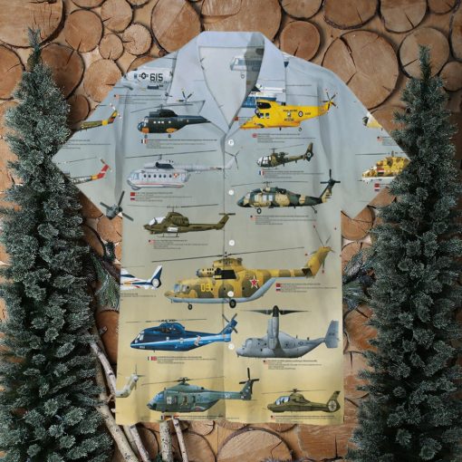 Helicopter Globe Military Collection Hawaiian Shirt
