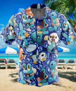 Water Type Starters Pokemon Button Up Hawaiian Shirt