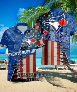 new toronto blue jays american flag logo vacation gift for men and women gift mlb hawaiian shirt