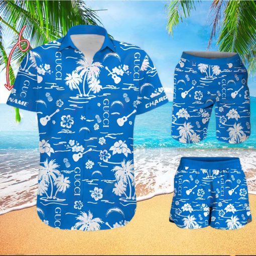 nfl los angeles chargers gucci logo pattern hawaiian shirt shorts 1 wQI9t (1)