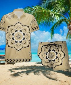 nfl new orleans saints flower set hawaiian shirt and shorts beach gift for fans