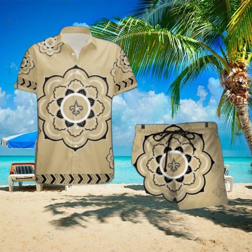 nfl new orleans saints flower set hawaiian shirt and shorts beach gift for fans