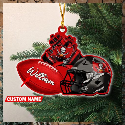 nfl tampa bay buccaneers rugby ball helmet custom shaped ornament 0631