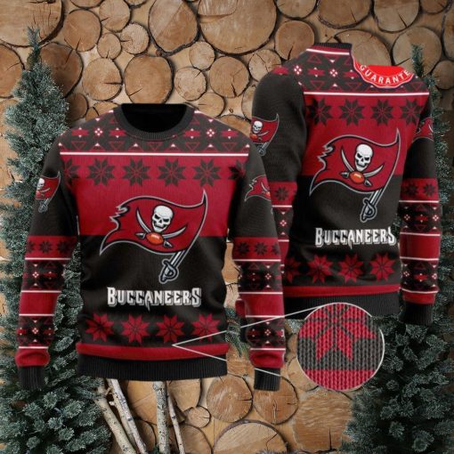 nfl tampa bay buccaneers snowflake red black ugly christmas sweater