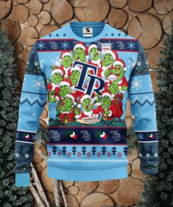 MLB Tampa Bay Rays Cute 12 Grinch Face Xmas Day Ugly Christmas Sweater Sport Fans Men And Women Christmas Gift