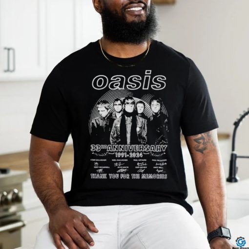 Oasis 33rd Anniversary 1991 2024 Thank You For The Memories Signatures Shirt