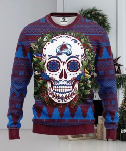 Colorado Avalanche Skull Flower Ugly Christmas Ugly Sweater