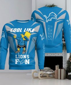 Cute Cool Like Detroit Lions Fan Bart Simpson Dab Ugly Christmas Sweater