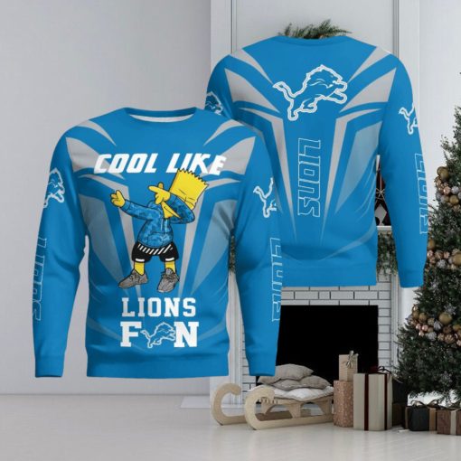 Cute Cool Like Detroit Lions Fan Bart Simpson Dab Ugly Christmas Sweater